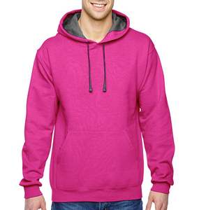 Pull à capuche unisexe 100% coton en polaire rose avec impression personnalisable grande taille (taille jusqu'à 6XL) pour l'hiver - Product Image 1