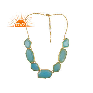 Collier de pierres précieuses en calcédoine naturelle en argent sterling 925 bijoux pour femmes cadeau pour elle - Product Image 1