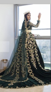 NOUVEAU LATEST---DESIGN DE BRODERIE DABKA, CRISTAL PERLES, VERRE PIERRE TRAVAIL ON--BRIDAL--CAFTAN--DRESS @ 2021 - Product Image 2
