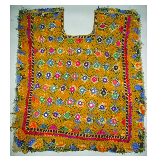 Patchwork Halloween ausgefallenes Kleid afghanisches Online-Boutique-Kleid traditionelle Damenmode Patchwork-Muster Nacken Stickerei-Design