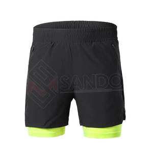 Men's High Quality Gym Shorts Double-<b>Layer</b> Board Casual Fitness Running Solid Sublimated Washed Canvas Elastic Waist Quick Dry - Product Image 1