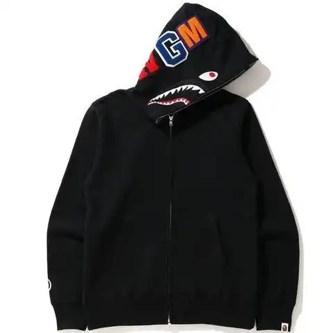 Custom Wholesale Bape hoodie Camo Print Cotton Sweater Casual Loose Full Zip Up Shark Hoodies Jacket For Men Women With Logo