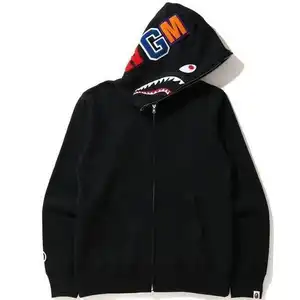 Felpa con cappuccio Bape all'ingrosso personalizzata felpa con cappuccio in cotone stampa mimetica Casual allentato Full Zip Up Shark Hoodies Jacket per uomo donna con Logo