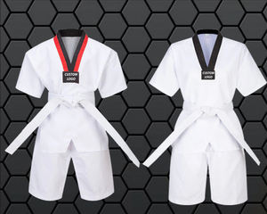 Uniforme de entrenamiento para artes marciales, uniforme de Taekwondo y Karate con logotipo personalizado, 100% algodón - Product Image 2
