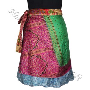 กระโปรงสั้นสองชั้นผ้าไหมลายส่าหรีแบบกลับด้านได้สำหรับงานเทศกาลฤดูร้อนฤดูร้อนลำลองสไตล์ชายหาดสไตล์พันรอบสำหรับคลับไซส์พิเศษ - Product Image 5