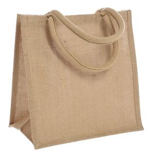 Bolsa de compras de yute ecológica de alta calidad impresa con patrón de letras - Product Image 1