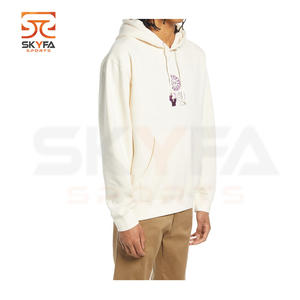 Sweat à capuche manches longues pour hommes, nouveau design de haute qualité, blanc cassé, logo personnalisé avec fermeture éclair, - Product Image 3