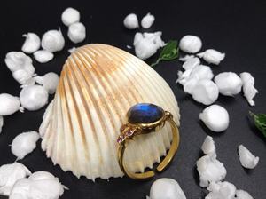 แหวนแฟชั่นทัวร์มาลีนชุบทอง925ใส่ได้ทุกวันแหวนแฟชั่นแบบปรับได้ - Product Image 4