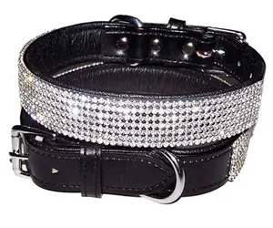 DIAMANTE DOG COLLAR LEATHER MADE FULLY DIAMONDフィットデザイナーカラー