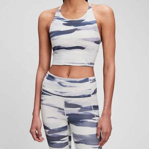 Women's Yoga Workout Outfits 1 Piece Set Mid Waist Running <b>Shorts</b> Padded Sport Bra Sleeveless Crop Tops Spandex/<b>Polyester</b> - Product Image 2