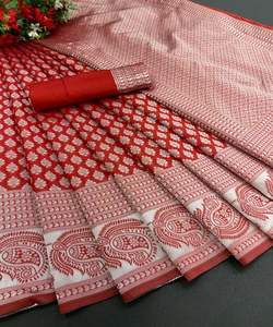 Banarasi Soie Sarees Fête Porter Mariage Indien Ethnique - Product Image 2