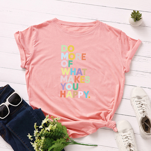 Camiseta de manga corta de algodón para mujer, ropa informal de verano - Product Image 3