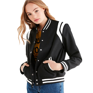 Adult Women's Varsity Jacket Breathable Full Sleeve Stand Collar Customizable <b>Button</b> Closure - Product Image 3