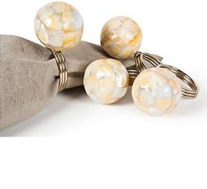 Latest Design <b>Mother</b> of Pearl Napkin <b>Ring</b> boll Design and Steel <b>Ring</b> for Dinner Tableware MOP Napkin Holder for Sale - Product Image 1