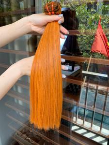 Hot New 2023 Orange couleur 100% cheveux humains vierges, perruques de cheveux crus vietnamiens avec le prix le moins cher du marché - Product Image 4