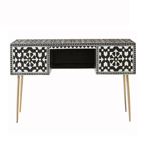 Mesa de esquina de diseño hecho a mano, muebles decorativos caseros, artículo personalizado, mesita de noche con acabado negro - Product Image 3