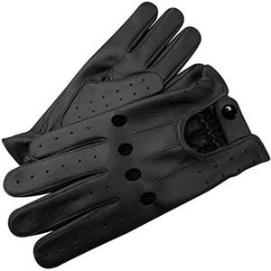 2025 usine vente plein doigt en cuir gants de conduite noir léger antidérapant réglable dragonne unisexe de haute qualité - Product Image 3