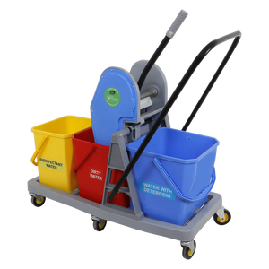 รถเข็นถังน้ำถูพื้น KC Green Triple Bucket พร้อมพลาสติก PP รีไซเคิล เป็นมิตรกับสิ่งแวดล้อม ความจุมากกว่า 30 ลิตร ปลอดภัยสำหรับน้ำเดือด ผลิตที่เดลี - Product Image 4