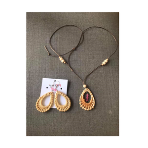 Boucles d'oreilles, colliers et boucles d'oreilles en rotin naturel, bracelet, style coréen, livraison gratuite - Product Image 1