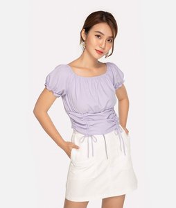 Blusa informal de manga corta con volantes para verano, camisa Sexy Vintage con mangas abombadas para mujer, hecha en Vietnam, 2021 - Product Image 1