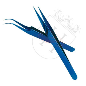 Paire de pinces à épiler bleues pour faux cils, incurvés et droits, pour étiquette privée, paire de faux-cils, outils de maquillage, - Product Image 2