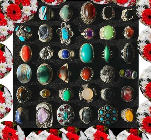 Bague de mariage vintage en onyx multicolore super fin, sertie à griffes, taille 15 mm, argent 925, formes et designs variés - Product Image 1