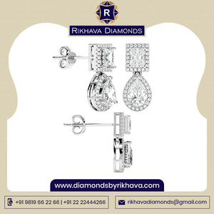 ต่างหูเพชรเม็ดเดี่ยวทองคำขาว14K ประดับเพชรเม็ดเดี่ยวเพชรธรรมชาติคุณภาพดี - Product Image 2