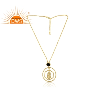 Colgante de cadena de cara humana, fabricante de joyería, Gema de ónix negra, chapado en oro de 18k, proveedor de joyería de plata de ley - Product Image 2