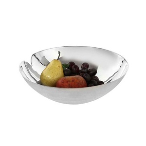 Frutero de acero inoxidable color plata con forma redonda de calidad premium para servir postres, para uso en hoteles y en el hogar. - Product Image 1