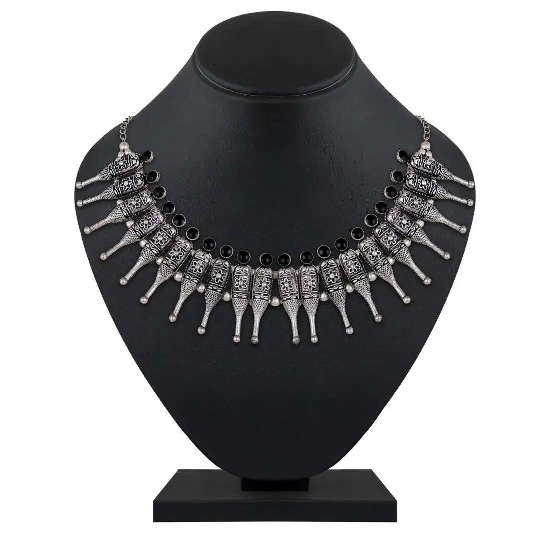 Оптовая продажа, индийское этническое окисленное серебряное ожерелье, набор модных украшений для женщин