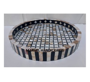 Mother of Pearl Inlay Serving Tray | Handmade Wooden Decor Tray | Ramadan <b>Eid</b> Arabic Home Decor <b>Gift</b> Luxury Kitchen Serving Tray - Product Image 1