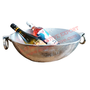 Meilleure vente grand bol décoratif rond en aluminium avec poignée en anneau bol de service pour aliments et fleurs - Product Image 4