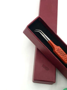 แหนบต่อขนตาทำจากสเตนเลสเคลือบผงสีส้มเข้ม45องศาอุปกรณ์เสริมความงามออกแบบโลโก้ได้ตามต้องการ - Product Image 6