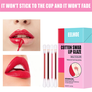 Kotak Rokok Lipstik Tato, 20 Pcs Anak Perempuan Wanita Kotak Rokok Tato Lipstik Sekali Pakai Gloss Tahan Lama Katun Swab Bibir Glasir Klasik-Stroberi Merah - Product Image 3