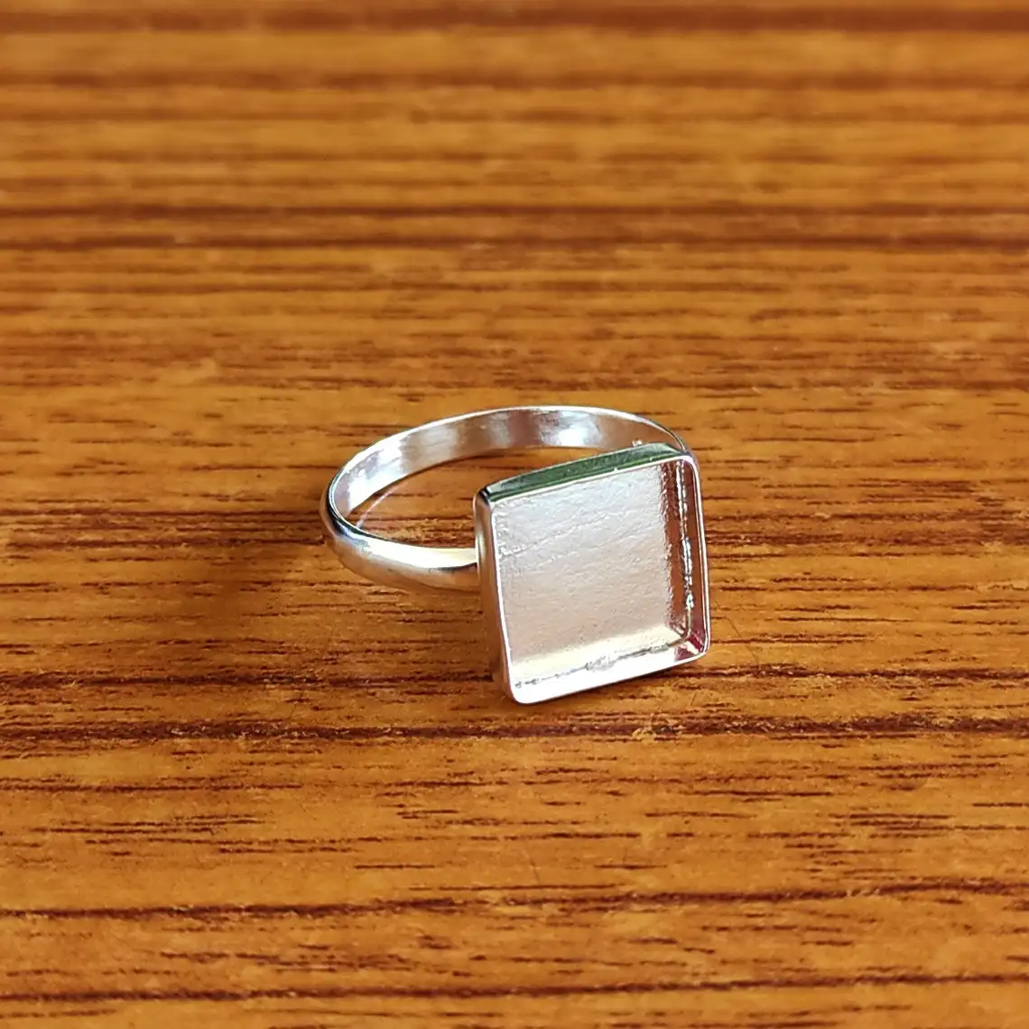 925 Sterling Silver Square Shape Bezel Ring Without Gemstone 15 MM Collet Cup Solid Metal Casting Blank Setting Plain Jewelry