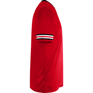 Ropa de fútbol personalizada Unisex, Jersey con diseño único de Color rojo, logotipo personalizado y tela de secado rápido, absorción de humedad, venta al por mayor - Product Image 3