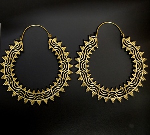 Belle conception plaqué argent grand cerceau boucle d'oreille bijoux en gros en ligne boucle d'oreille cerceau - Product Image 3