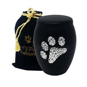 Brass Pet Cremation <b>Urns</b> Gold Color with Black Enamel Finished <b>Cat</b> Engraving Designs Latest Desgin For Pet Ashes Cremation <b>Urns</b> - Product Image 2