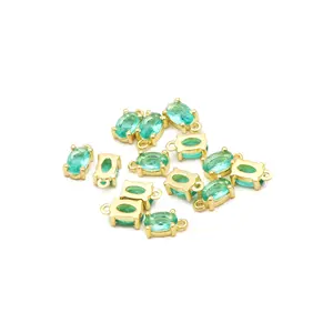 Green Apatite gemstone oval cut handmade pendant necklace charms prong style connectors jewelry supplier