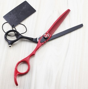 Conjunto de 2 piezas Barber 6,0 pulgadas tijeras de peluquería de corte y adelgazamiento tijeras negro y rojo de Color de acero inoxidable CE aprobado - Product Image 3