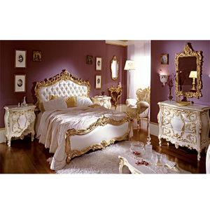 Luxury White Bedroom Furniture Set European Luxury Design Wooden Bedroom Furniture <b>Royal</b> White Leather <b>Bed</b> & Room Furnitures - Product Image 1
