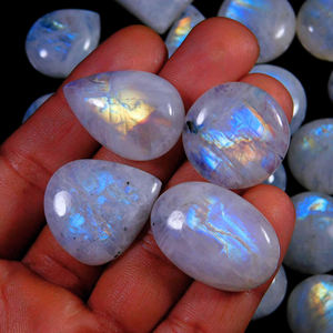 Cabochon en forme de cœur avec pierre de lune arc-en-ciel naturelle, collier carré en pierre de lune brute, surface précieuse - Product Image 1