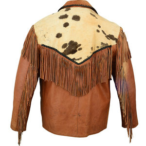Chaquetas de cuero genuino para montar a caballo con logotipo personalizado de alta calidad, con cuerdas de sujeción, color marrón, EE. UU. - Product Image 2