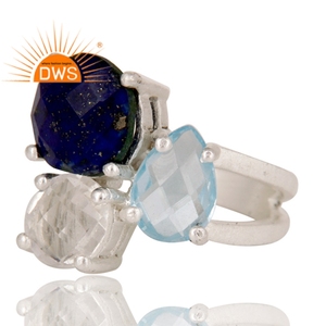 Anillo de Plata de Ley 925 Unisex, joyería fina, fabricante de joyería, anillo de racimo de piedras preciosas naturales - Product Image 2