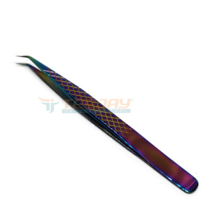 Quewel — pince à épiler Plasma arc-en-ciel, 7mm 45 degrés, embout artisanal fin pour Isolation et Extension de cils classique - Product Image 1