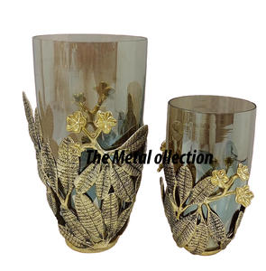 Florero de cristal para restaurante, jarrón decorativo de vidrio para oficina y boda, Color dorado, diseño moderno - Product Image 1