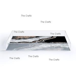 Plateau de nourriture de service en acrylique transparent avec vaisselle d'hôtel et de maison de forme rectangulaire servant des collations de nourriture plateau de café de thé - Product Image 5