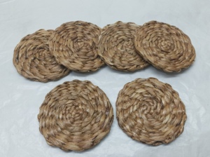 Luxury Style <b>Round</b> Shape Seagrass Wall <b>Placemat</b> Antique Water Hyacinth Braided Rattan Tablemats for Home Kitchen Decor - Product Image 3