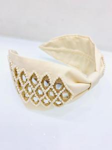 Luxury Ethnic Design Indian Mirror Work Hand Embroidery Beaded Top Knot <b>Headband</b> at Factory Price for Women with One Size Fit - Product Image 5