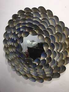 Décoration de maison en métal, grand format, de forme ronde, suspendue, avec cadre métallique, miroir mural décoratif - Product Image 4